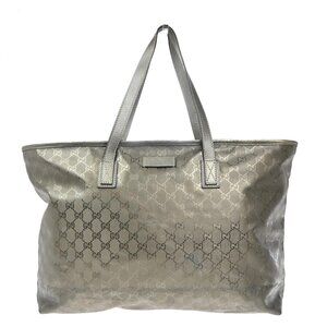 GUCCI Logo Imprime GG Pattern Shoulder Tote Hand Bag PVC Leather Khaki 62KC441